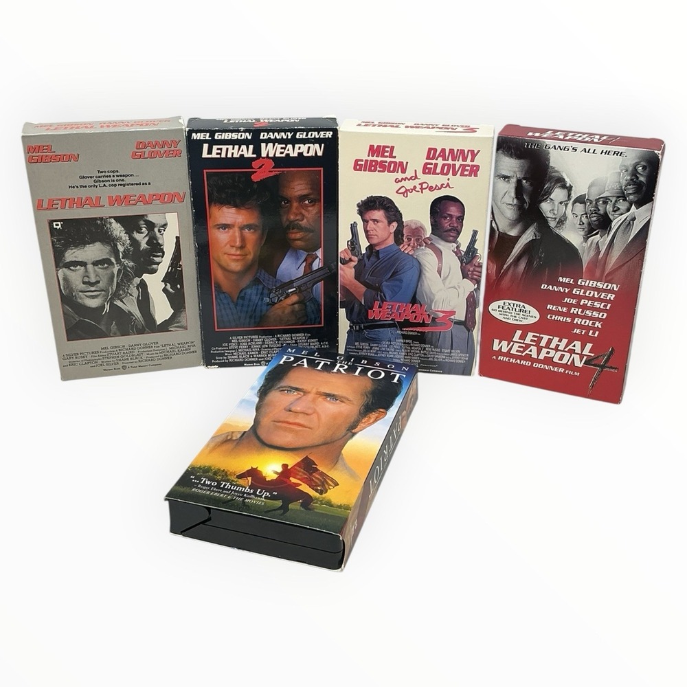 Lethal Weapon 1 2 3 4 VHS Movie Lot Mel Gibson Danny Glover Plus The Patriot